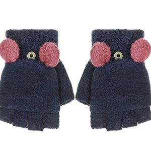 Cute wool knitted Fingerless Gloves with cat cover